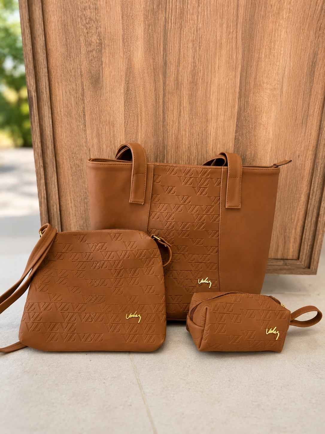 Trio Bolso Billeteras Vélez de Cuero Caja - Últimas Unidades Con 70% De Descuento🔥
